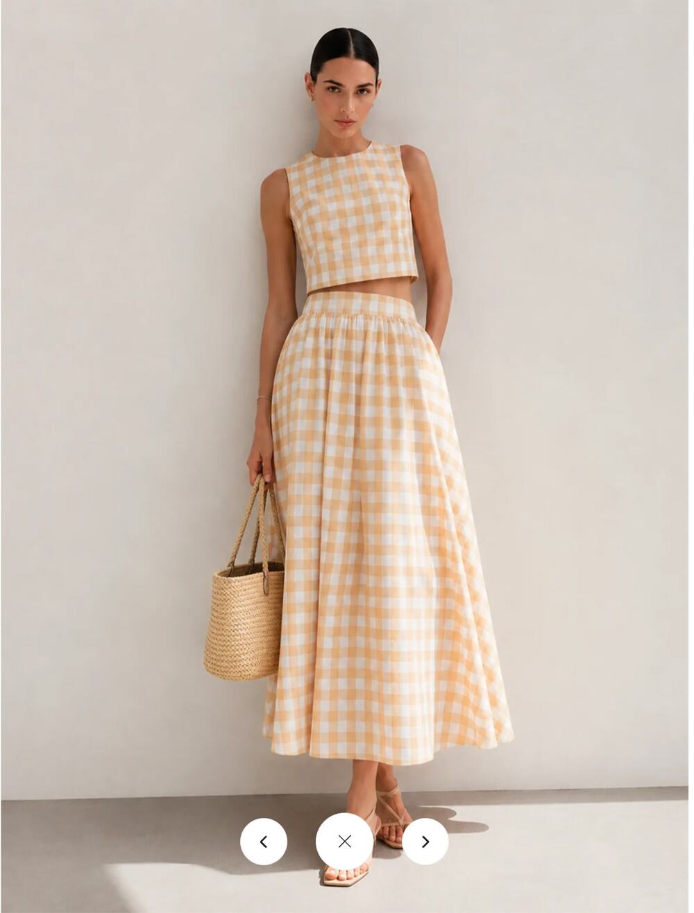 NWT Commense Gingham Two Piece Skirt Set Sz M